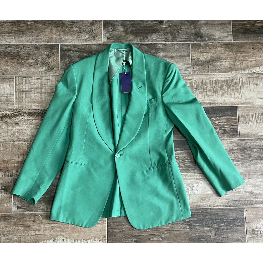 $5,795 NWT Ralph Lauren Purple Label Single Button Kent Silk Green Blazer 40R